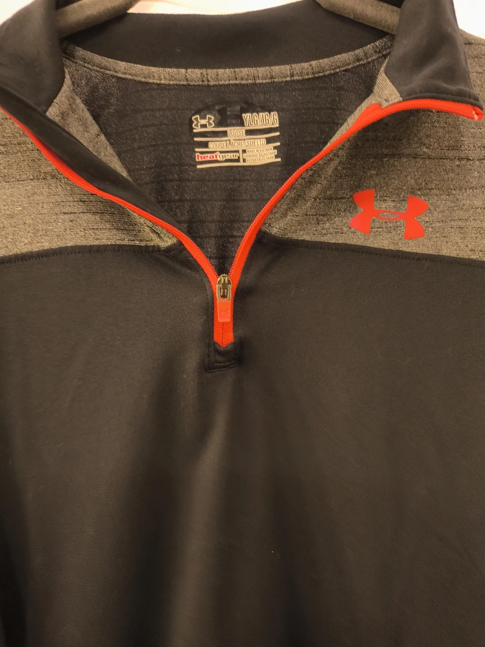 Under Armour Youth Black & Gray Quarter-Zip with Orange Accents